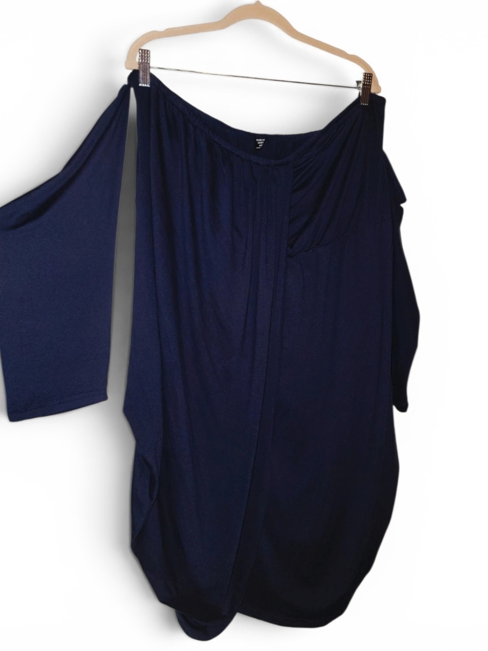 Navy Off-the-Shoulder Drape Dress 4XL